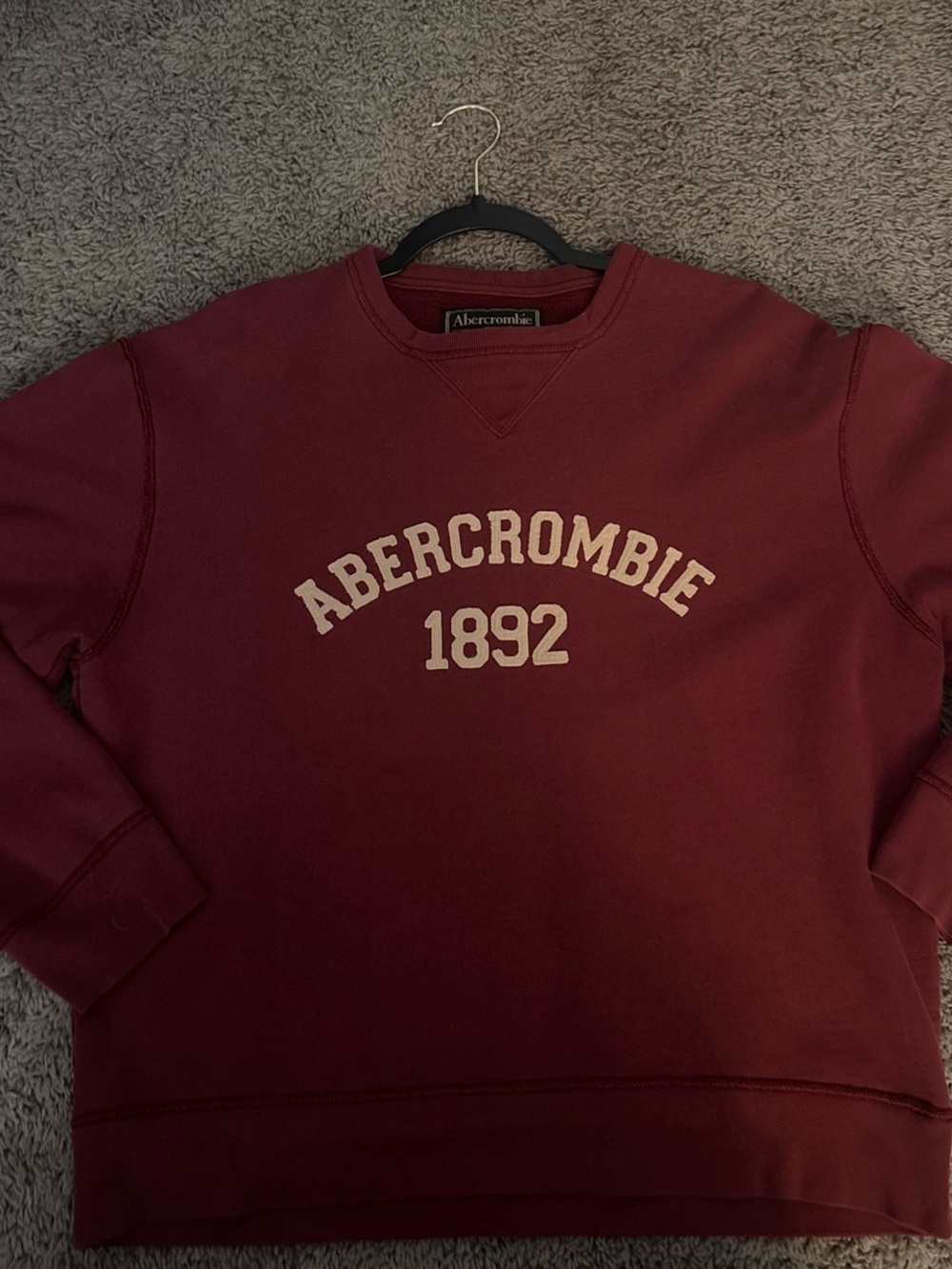Abercrombie & Fitch Burgundy Crewneck Sweatshirt with 1892 Logo